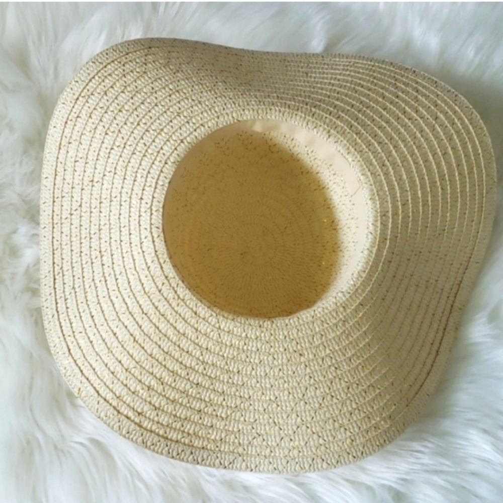 Woven sun hat with gold tone accent threads NWOT - Picture 5 of 7